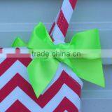 Red and White Wave Stripe Outfits Baby Girls Romper Sets Sleeveless Summer Bow Clothes thumbnail-2