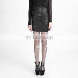 Punk Rave Q-270 Black High Waist Fetish Military Style Mini Skirt With Straps thumbnail-3