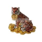 2016 new tiger with coin golden metal craft for home decoration gifts jewelry box