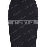 Kate Kasin Occident Women's Black High Stretchy Hips-Wrapped Split Short Pencil Skirt 20" KK000273-1 thumbnail-3