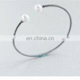 2017 Trending Products Antique Silver Pearl Braided Cuff Bracelet Bangle For Women thumbnail-3