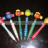 Design cartoon pen/pen with cartoon head/wooden pen with animal top