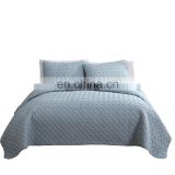 3pc Ultrasonic Embossed Solid Microfiber Queen King Size White Customized Wholesale  Quilt Sets