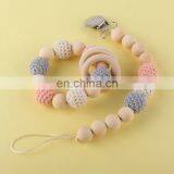 Crochet Beads Baby Pacifier Clip Chain Wood Teething Ring Toys Set thumbnail-4