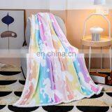 Recycling Cartoon Cute Plush Rainbow Unicorn Sherpa Throw Blanket for Girls thumbnail-3