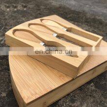 Wholesale Custom Natural Premium Platter Charcuterie Bamboo Cheese Board Set With 3 Cheese Knife Tools thumbnail-3