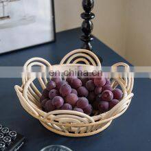 Hot Sale Hand-made Lotus-shaped Rattan Fruit Basket, Handcrafted Fruit Bread Nuts Candies Storage Box Basket thumbnail-3