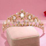 Gold Rhinestones Alloy Crystal Crowns Wholesale Factory Wedding Tiara Crown Band thumbnail-6