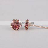 Fashion Rose Gold Plated Beatiful Flower Red Zircon 925 Silver Stud Earring Jewellery thumbnail-4