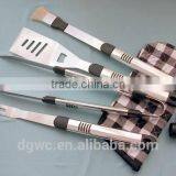 6pcs apron bbq set with wooden tool handle