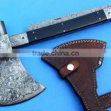 Custom Handmade Damascus Axe Fulfilling Several Functions- Axe Knife Saw Hammer / Camping / Hunting thumbnail-4