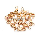 TOP Quality 10mm Gold Plated Jewelry Lobster Claw Clasp Findings with 2pcs 5mm Open Jump Rings 20pcs per Bag for Jewelery Making
