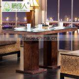 High Quality 4 Seat Pizza Hut Cafe Single Restaurant Wicker Woven Booth thumbnail-4