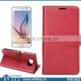 Retro Leather Flip Wallet Case for Galaxy S6,Crazy Horse Pattern for S6 Protective Case thumbnail-1