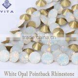 Snow Opal Rhinestone Pointback Crystal