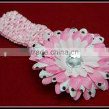 Cute Baby Crochet Headband With Fabric Flower thumbnail-1