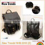 Black leather backpack for girls and boys