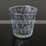 Round Shape Votive Candle Holder Clear Candle Glass With Embossed Pattern thumbnail-5