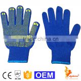 Navy Blue Cotton Yellow PVC Dots Work gloves