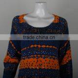 Womens' Scoop Neck Long Sleeve Pullover Knitted Sweater With All-over Print thumbnail-3