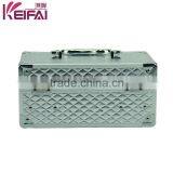 China Manufacturers Double Layer Silver Check Jewerly Box With 2 Tray thumbnail-3