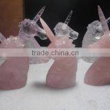 Natural Rose Quartz Crystal Unicorn Hippocampus for Ornament