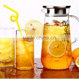 Glass Pitcher with Stainless Steel Lid/Water Carafe with Handle, Good Beverage Pitcher for Homemade Juice & Iced Tea
