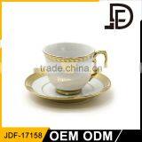 Unique Blue Marigold Flower Design Fine Bone China Porcelain Tea Cup Saucer Spoon Set