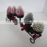 New Design Christmas Decoration Pine Cone Metal Candle Centerpiece Wrought Iron Candle Holder thumbnail-4