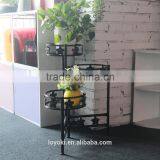 Garden Decor Yard Flower Pot 3-Tiered Folded Plant Pots Tray Rack Metal Black thumbnail-1