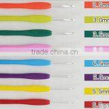 8pcs Colorful Soft Plastic Handle Aluminum Crochet Hooks Knitting Needles Set thumbnail-2