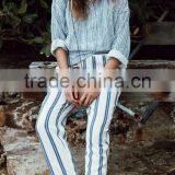 Anchor Stripe Pants Soft Linen Stripe Print Pants for Women LC7368 thumbnail-3