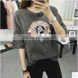 Cartoon Printing Loose Cotton Joker Round Collar Short Sleeve T-shirt Girl Summer thumbnail-1