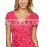 Next Level Apparel Ladies' Burnout Crossover V-Neck Tee - Made From Pre-shrunk 65% Polyester and 35% Cotton Jersey. thumbnail-2