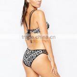 Polyester Bikini Backless Two Piece Hollow Printed Geometric Sold By Set thumbnail-2