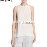 Women 100% Sleeveless Black White Navy Silk Simple Blank Tanktops/singlets thumbnail-2