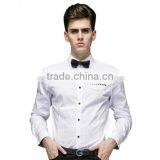 New Men's Slim Fit Brand Contrast Collar Button Down Plain White Dress Shirt With Long Sleeves and Pocket thumbnail-1