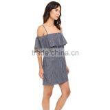 Summer Designer One Piece Ladies Casual Fashion Women Sleeveless Stripe Shirt Dress thumbnail-3