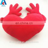 cute red heart stuffed plush pillow with hands