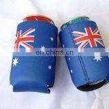 Durable Personalized Summit Deluxe Budget Fancy Edge Scuba Neoprene SBR Foam Rubber USA America UK Flag Magnetic Beer Can Cooler thumbnail-6