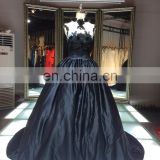 1A137 Glamourpuss Temptation Of Black Night Puffy Gown Bare Back Flower Corset Evening Dresss 2016