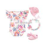 2019 New Arrival Boutique Floral Flower Printed Flutter Sleeve Wholesale Price Baby Jumpsuit thumbnail-1