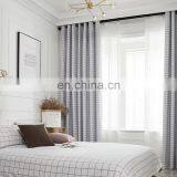 Wholesale Cheap Black White Checked Printing Polyester Sound Proof Shading Blackout Blind Readymade Window Curtain thumbnail-1