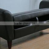 Marsha Modern Scroll Arm Faux Leather Storage Bench Bed Stool thumbnail-2