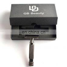 High Quality Stainless Steel Metal Black Barber Straight Double Edge Blades Shaving Safety Razor thumbnail-5