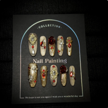 Luxury Leopard Print Press-on Nails With Crystal Accents for Elegant Style thumbnail-1