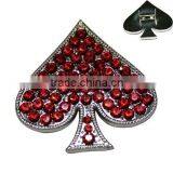 Zinc Alloy Red Rhinestone Ace of Hearts Rivets Metal Accessories for Pet Collars