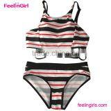 Contrast Black White High-waisted Halter Bikini thumbnail-1
