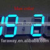 Remote 5" Large Blue Led Wall Clock With Calendar,temperature and Alarm Function