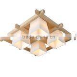Japanese Style Ceiling Lamp, Wood Ceiling Lamp With Frosted White Glass Lamp Shade